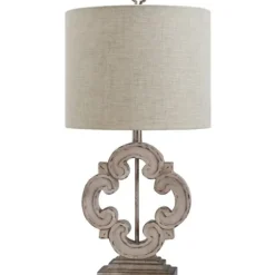 Table Lamps-Kirkland's Home Cream Tuscany Sculptured Base Table Lamp White