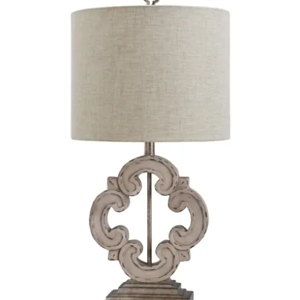 Table Lamps-Kirkland's Home Cream Tuscany Sculptured Base Table Lamp White