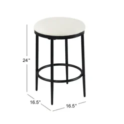 Bar Stools & Counter Height Stools-Kirkland's Home Cream Upholstered Metal Counter Stool Ivory