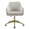 Office Furniture-Kirkland's Home Cream Upholstered Tufted Swivel Office Chair Ivory