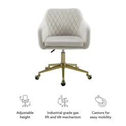 Office Furniture-Kirkland's Home Cream Upholstered Tufted Swivel Office Chair Ivory