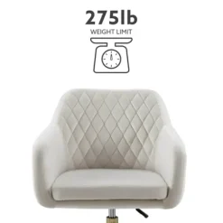 Office Furniture-Kirkland's Home Cream Upholstered Tufted Swivel Office Chair Ivory