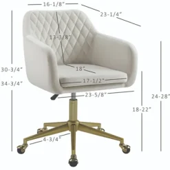 Office Furniture-Kirkland's Home Cream Upholstered Tufted Swivel Office Chair Ivory