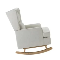 Accent Chairs-Kirkland's Home Cream Upholstered Wingback Rocking Chair Ivory