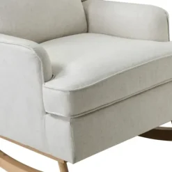 Accent Chairs-Kirkland's Home Cream Upholstered Wingback Rocking Chair Ivory