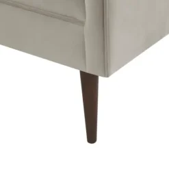 Sofas & Loveseats-Kirkland's Home Cream Velvet Low Back Transitional Settee Ivory
