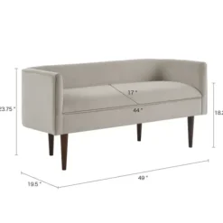 Sofas & Loveseats-Kirkland's Home Cream Velvet Low Back Transitional Settee Ivory