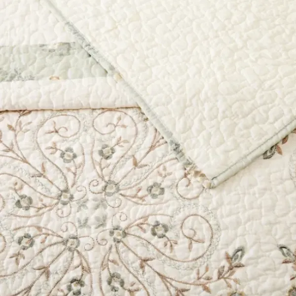 Bedspreads & Coverlets-Kirkland's Home Cream Vintage Treasure King Bedspread Ivory/Green