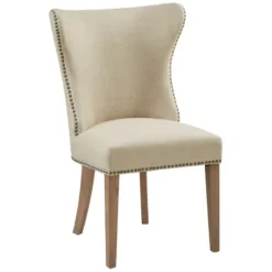 Dining Chairs-Kirkland's Home Cream Wing Back Nailhead Dining Chairs, Set Of 2 Ivory