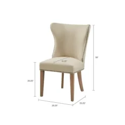 Dining Chairs-Kirkland's Home Cream Wing Back Nailhead Dining Chairs, Set Of 2 Ivory