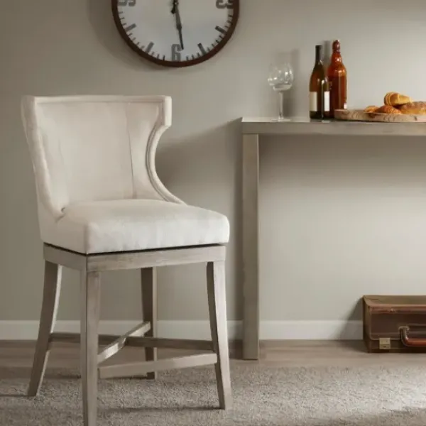 Bar Stools & Counter Height Stools-Kirkland's Home Cream Wingback Swivel Seat Counter Stool