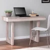 Office Furniture-Kirkland's Home Cream Wood Faux Marble Desk