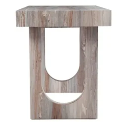 Office Furniture-Kirkland's Home Cream Wood Faux Marble Desk