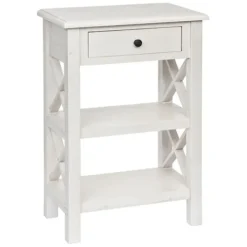 Accent & End Tables-Kirkland's Home Cream Wooden Plank Side Table Ivory