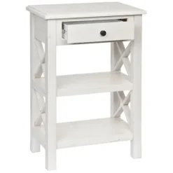 Accent & End Tables-Kirkland's Home Cream Wooden Plank Side Table Ivory