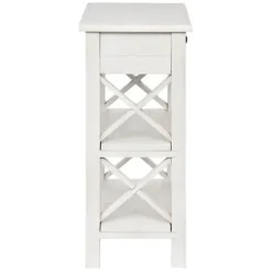 Accent & End Tables-Kirkland's Home Cream Wooden Plank Side Table Ivory