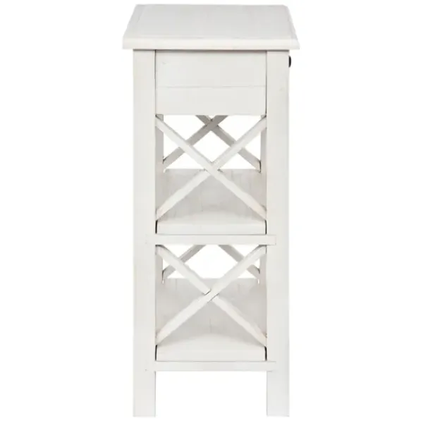 Accent & End Tables-Kirkland's Home Cream Wooden Plank Side Table Ivory