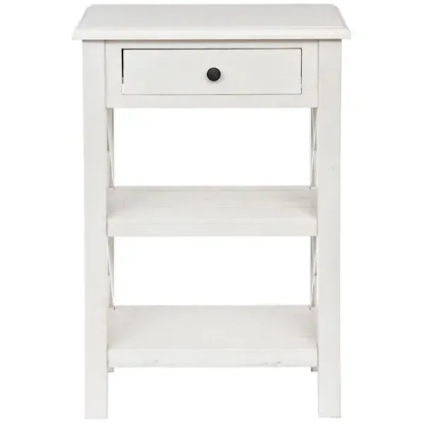Accent & End Tables-Kirkland's Home Cream Wooden Plank Side Table Ivory