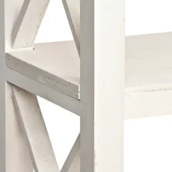 Entryway Furniture-Kirkland's Home Cream Wooden Plank X-Frame Console Table Ivory