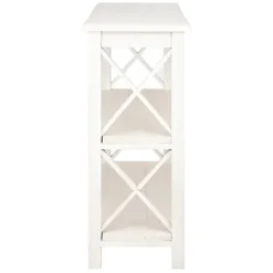 Entryway Furniture-Kirkland's Home Cream Wooden Plank X-Frame Console Table Ivory