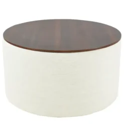 Benches & Ottomans-Kirkland's Home Cream Woven Wood Top Storage Ottoman Ivory