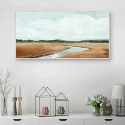 Framed Art-Kirkland's Home Creekside Landscape Framed Wall Art Brown/Blue/White