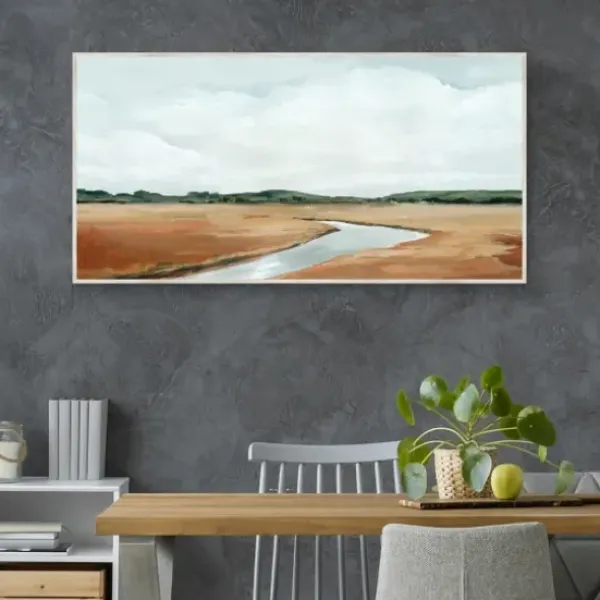 Framed Art-Kirkland's Home Creekside Landscape Framed Wall Art Brown/Blue/White