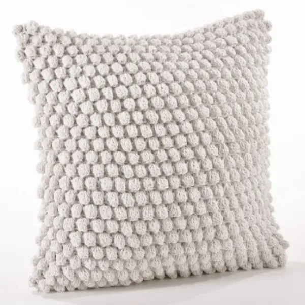 Pillows-Kirkland's Home Crochet Pom Pom Cotton Pillow White