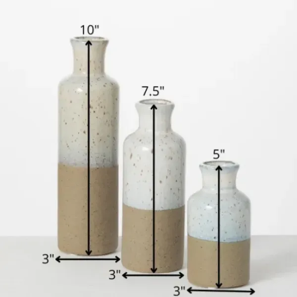 Vases-Kirkland's Home Crosshatch Triple Handle Ceramic Vase, 13 In. Blue