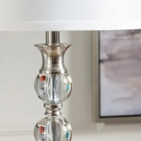 Floor Lamps-Kirkland's Home Crystal And Silver Metal Floor Lamp White