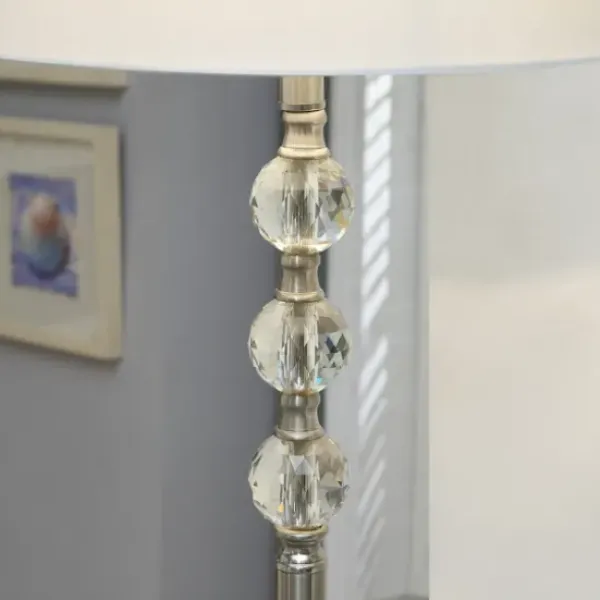 Floor Lamps-Kirkland's Home Crystal Spheres Brushed Nickel Floor Lamp White