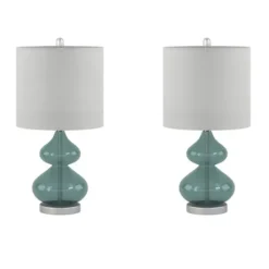 Table Lamps-Kirkland's Home Curved Blue Glass Table Lamps, Set Of 2 White