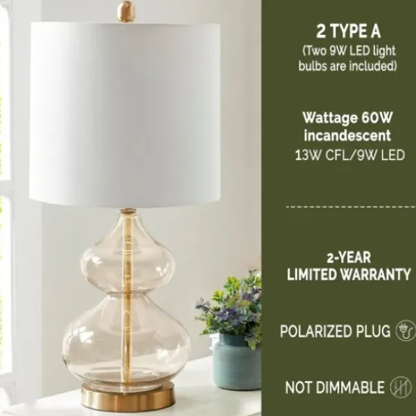 Table Lamps-Kirkland's Home Curved Blue Glass Table Lamps, Set Of 2 White