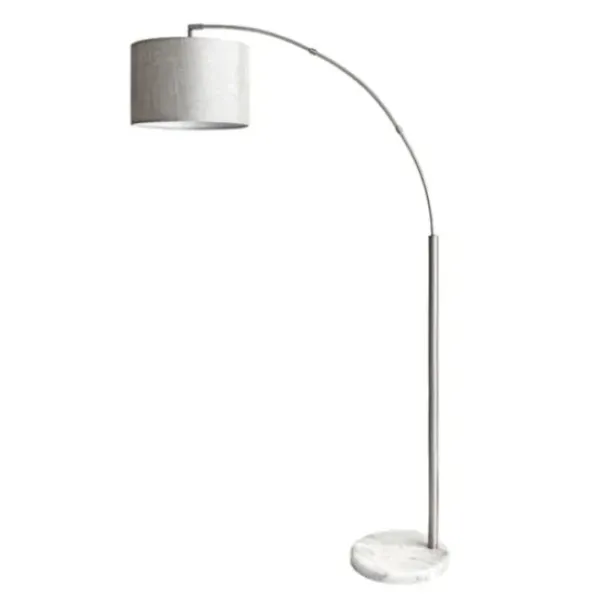 Floor Lamps-Kirkland's Home Curved Floor Lamp With Marble Base Silver