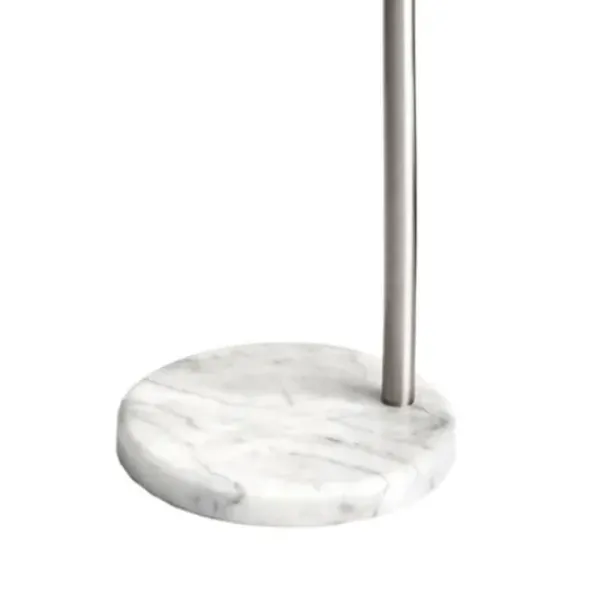 Floor Lamps-Kirkland's Home Curved Floor Lamp With Marble Base Silver