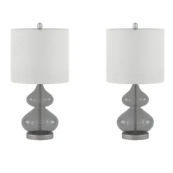 Table Lamps-Kirkland's Home Curved Gray Glass Table Lamps, Set Of 2 White