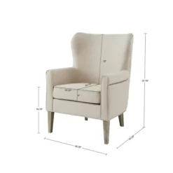 Accent Chairs-Kirkland's Home Curved Wingback Accent Chair Ivory