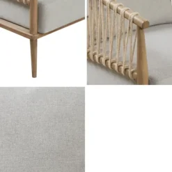 Accent Chairs-Kirkland's Home Curved Wood And Jute Rope Accent Chair Gray
