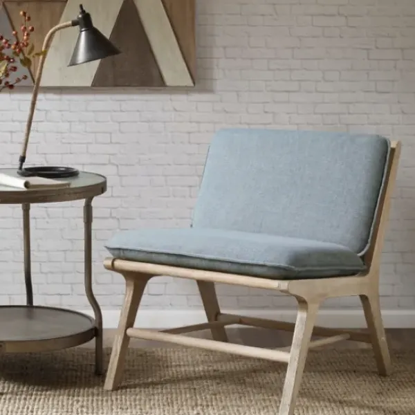 Accent Chairs-Kirkland's Home Cushion Ash Cane Back Accent Chair Blue