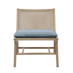 Accent Chairs-Kirkland's Home Cushion Ash Cane Back Accent Chair Blue