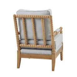 Accent Chairs-Kirkland's Home Cushion Beaded Wood Frame Accent Chair Blue