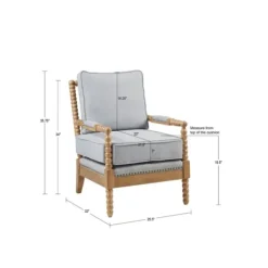 Accent Chairs-Kirkland's Home Cushion Beaded Wood Frame Accent Chair Blue