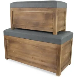 Benches & Ottomans-Kirkland's Home Cushioned Storage Benches, Set Of 2 Gray