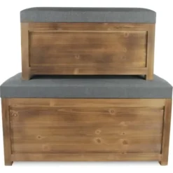 Benches & Ottomans-Kirkland's Home Cushioned Storage Benches, Set Of 2 Gray