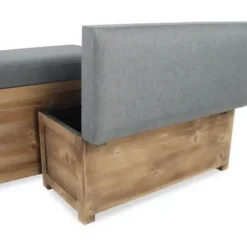 Benches & Ottomans-Kirkland's Home Cushioned Storage Benches, Set Of 2 Gray