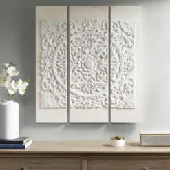 Canvas Art-Kirkland's Home 3D Embellished Canvas 3-Pc. Set Ivory