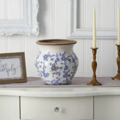 Vases-Kirkland's Home 3D Floral Cream Ceramic Vase White