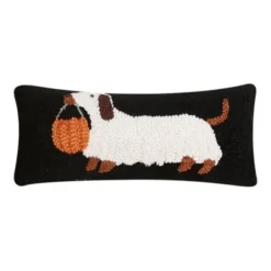 Pillows-Kirkland's Home Dachshund Ghost Halloween Mini Lumbar Pillow Black/Ivory