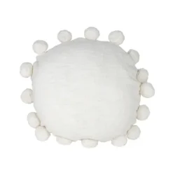 Pillows-Kirkland's Home Daisy Soft Poms Round Throw Pillow White