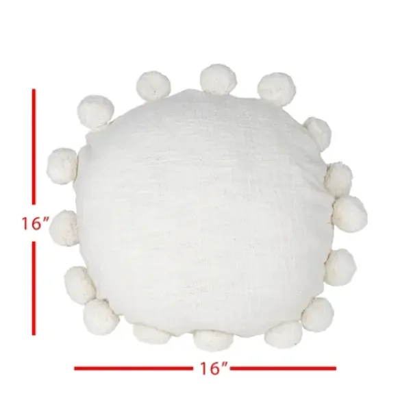 Pillows-Kirkland's Home Daisy Soft Poms Round Throw Pillow White